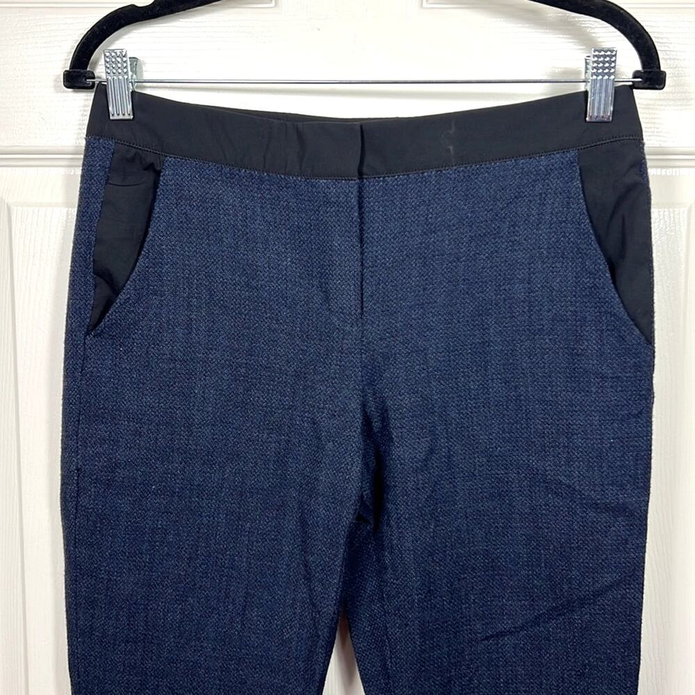 Elie Tahari Wool Blend Textured Trouser Office Pants Blue Women's 6 Corporate